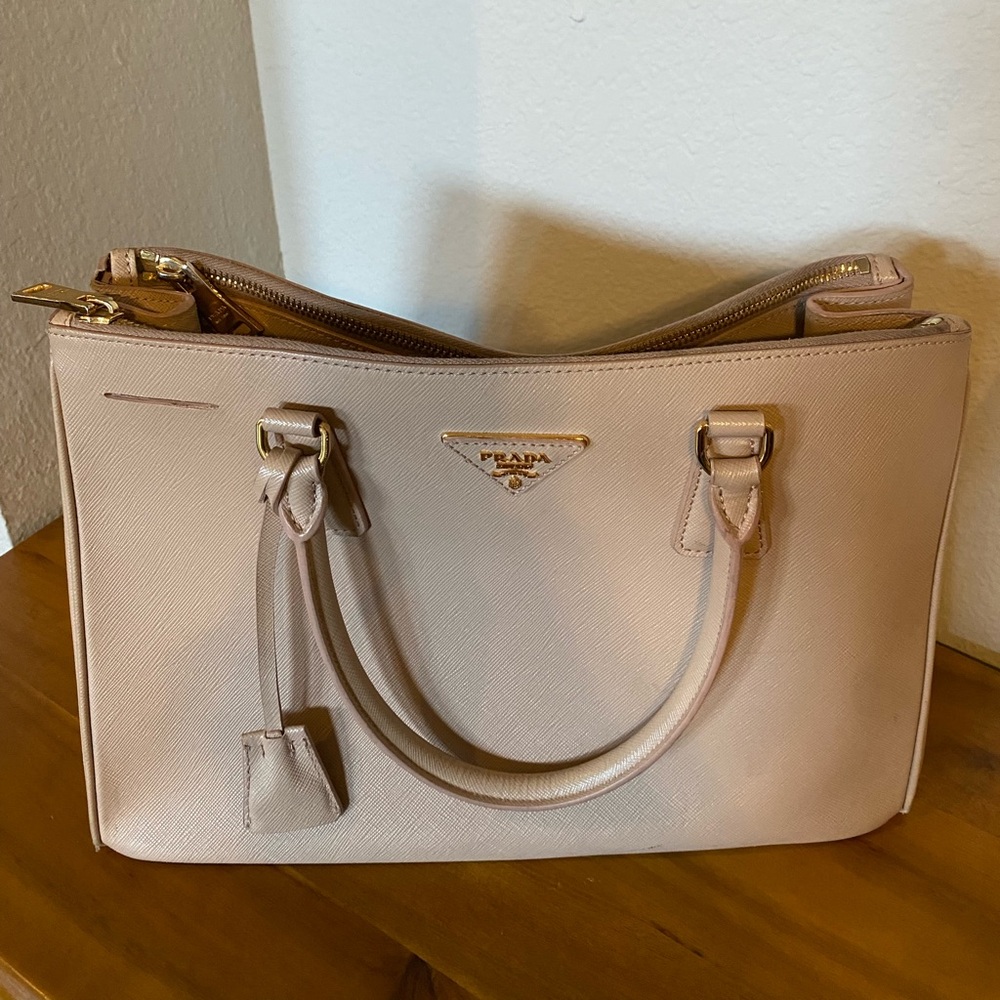 Prada Large Galleria Saffiano Leather Bag - Beige